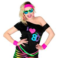 T-Shirt Dames I Love 80&apos;s Zwart Fashion - thumbnail