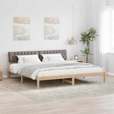 Bedframe Bruin en taupe 200 x 200 cm Massief grenenhout