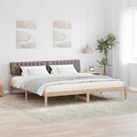 Bedframe Bruin en taupe 200 x 200 cm Massief grenenhout - thumbnail