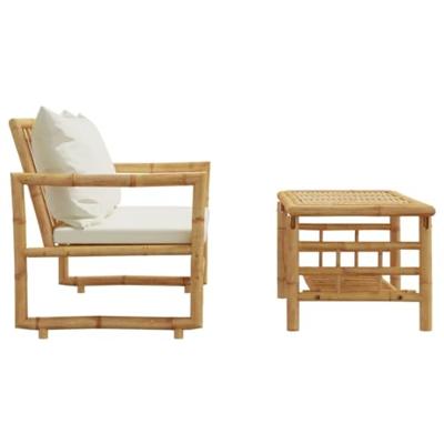 2-delige Loungeset met kussens bamboe - thumbnail