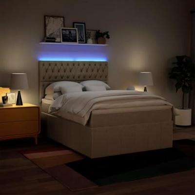 Boxspring met matras stof crèmekleurig 140x200 cm