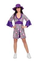 Flower Power Jurk Groovy Paars - thumbnail