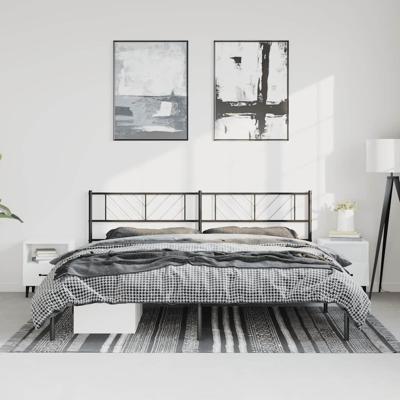 Bedframe met hoofdbord metaal zwart 193x203 cm