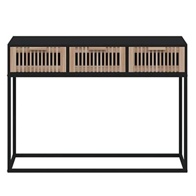 Wandtafel 105x30x75 cm bewerkt hout en ijzer zwart