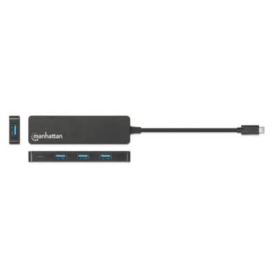 Manhattan 164924 USB-C (USB 3.2 Gen 2) multiport hub 4 poorten Zwart Manhattan 164924 USB-C (USB 3.2 Gen 2) multiport hub 4 poorten Zwart