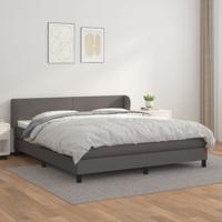 Boxspring met matras kunstleer grijs 200x200 cm - thumbnail