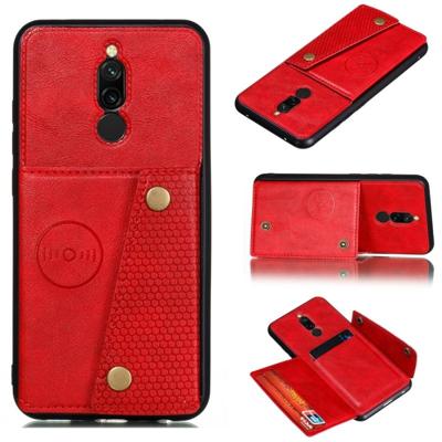 Voor Xiaomi Redmi 8 schokbestendige magnetische PU + TPU beschermhoes met kaartsleuven (rood)