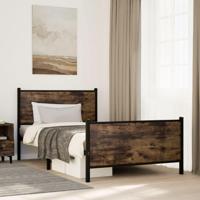 Bedframe zonder matras metaal gerookt eikenkleurig 100x190 cm - thumbnail