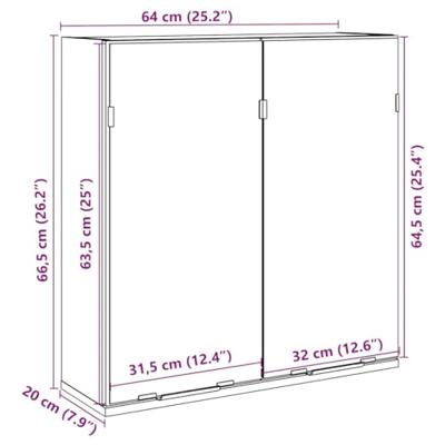 Badkamerspiegelkast 64x20x66,5 cm bewerkt hout oud houtkleurig