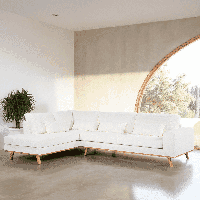 BASE 3-zits Hoekbank 'Kirstan' Links, Bouclé, kleur Naturel - thumbnail