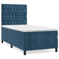 Boxspring met matras fluweel donkerblauw 90x190 cm - thumbnail