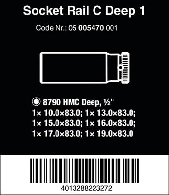 Wera Dop-magneetstrip C Deep 1 doppenset | 1/2"-aandrijving | 6-delig - 05005470001