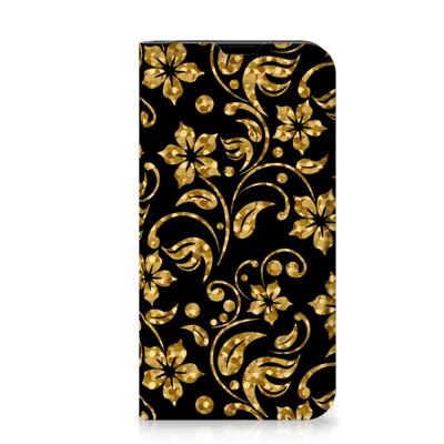 iPhone 13 Mini Smart Cover Gouden Bloemen iPhone 13 Mini Smart Cover Gouden Bloemen