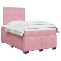 Boxspring met matras fluweel roze 120x200 cm - thumbnail