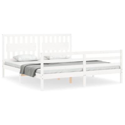 Bedframe met hoofdbord massief hout wit