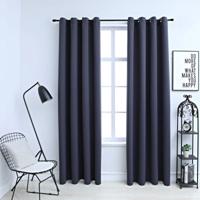 VidaXL Gordijnen verduisterend met ringen 2 st 140x175 cm antraciet - thumbnail