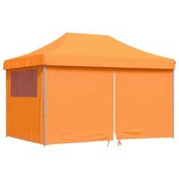 Partytent inklapbaar pop-up met 4 zijwanden oranje - thumbnail