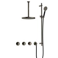 Hotbath Cobber - CB7067 - Inbouw Regendoucheset - Verouderd Ijzer - 2 Stopkranen - Thermostatisch - Plafondbuis 30 cm - Hoofddouche 300 mm - Ronde Handdouche 3 Standen - met M106 - Waterbesparend - V02 - thumbnail