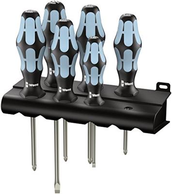 Wera 3334/3350/3355/6 Schroevendraaierset Werkplaats 6-delig Plat, Kruiskop Phillips, Kruiskop Pozidriv Wera 3334/3350/3355/6 Schroevendraaierset Werkplaats 6-delig Plat, Kruiskop Phillips, Kruiskop Pozidriv