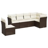 7-delige Loungeset met kussens poly rattan bruin - thumbnail