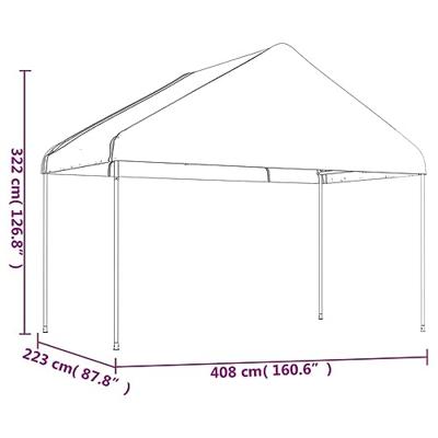 Paviljoen Prieel met dak 4,08x2,23x3,22 m polyetheen wit
