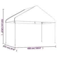 Paviljoen Prieel met dak 4,08x2,23x3,22 m polyetheen wit - thumbnail
