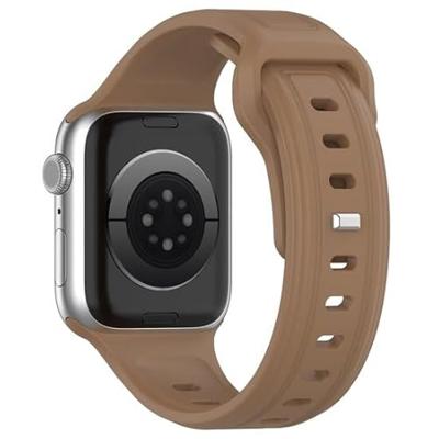 By Qubix - Square siliconen band - Bruin - Compatible met Apple Watch 38mm / 40mm / 41mm / 42mm - Compatible Apple watch bandjes
