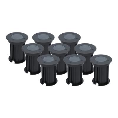 Set van 9 Maisy LED Grondspots Rond - Dimbaar - GU10 fitting - Rond - Ø12cm - Tuinspot - Oprit - Zwart - IP67 waterdicht