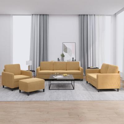 4-delige Loungeset met kussens fluweel bruin - thumbnail