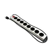 Stekkerblok 8 stopcontacten met schakelaar snoer stekker professioneel zilverkleurig - thumbnail
