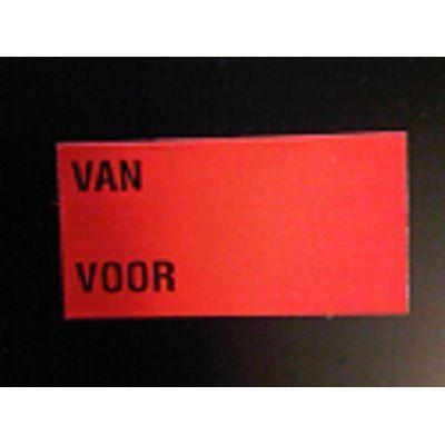 Etiket 3719 fl.rood perm. VAN VOOR 25rl