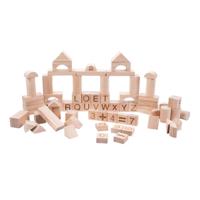 Houten Bouwplankjes Naturel, 84st. - thumbnail