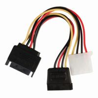 Interne Voedingskabel | SATA 15-Pins Male - SATA 15-Pins Female + Molex Female | 0,15 m | Diverse - thumbnail