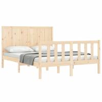 Bedframe met hoofdbord massief hout - thumbnail