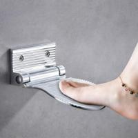 Muur gemonteerde aluminium legering badkamer douche voetsteun voetbank (Sliver) - thumbnail