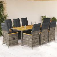 9-delige Tuinset met kussens poly rattan grijs - thumbnail