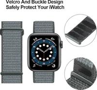 Nylon sport loop band - Grijsgroen - Extra sterke klittenbandsluiting - Geschikt voor Apple Watch 38mm / 40mm / 41mm / 42mm - thumbnail