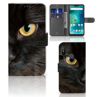 Xiaomi Mi A2 Lite | Telefoonhoesje | Met pasjeshouder | Zwarte Kat