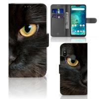 Xiaomi Mi A2 Lite | Telefoonhoesje | Met pasjeshouder | Zwarte Kat - thumbnail