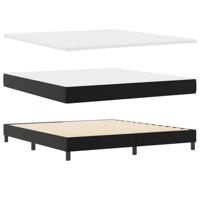 Boxspringbed met Matras in Zwart, Super King Size, Faux Leer - thumbnail