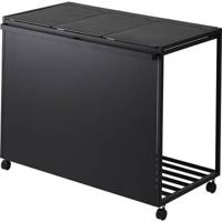 Yamazaki Afvalscheidingsprullenbak met wielen - 3 comp - Tower - Zwart - thumbnail