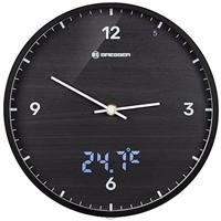 BRESSER MyTime LEDsec wandklok 24 cm met temperatuurweergave (zwart) - thumbnail
