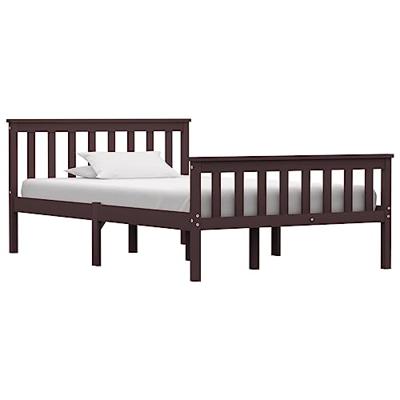 Bedframe massief grenenhout donkerbruin 120x200 cm