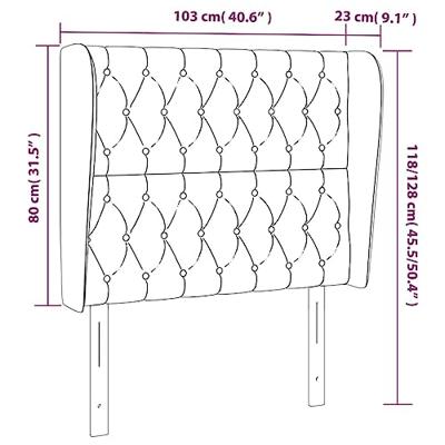 Hoofdbord met randen 103x23x118/128 cm stof donkergrijs