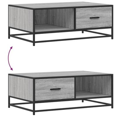 Salontafel 90x57x35 cm bewerkt hout en metaal grijs sonoma
