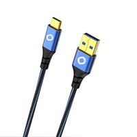 Oehlbach USB Plus C3 - USB-kabel voor smartphones type A 3.0 naar type C 3.1 - PVC-mantel - OFC, blauw/zwart - 3m - thumbnail