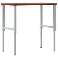 Werkbank rechthoek 100x60x(71,5-98) cm eikenhout donkerbruin - thumbnail