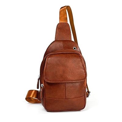 6023 casual Litchi textuur zachte gezicht echt leer één schouder Cross Body tas voor mannen (bruin)
