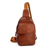 6023 casual Litchi textuur zachte gezicht echt leer één schouder Cross Body tas voor mannen (bruin) - thumbnail