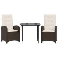 3-delige Tuinset met kussens poly rattan bruin - thumbnail